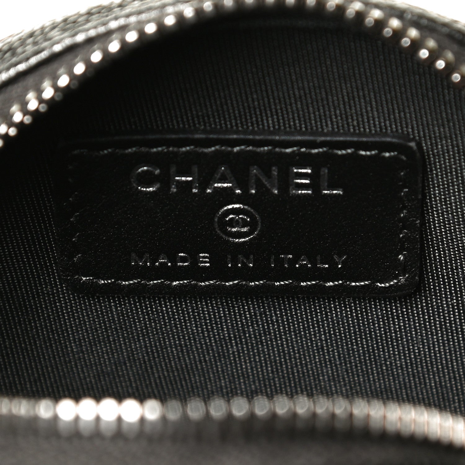 Chanel Metallic Caviar Quilted Filigree Zip Around Classic Coin Purse Dark Silver 6 of 10