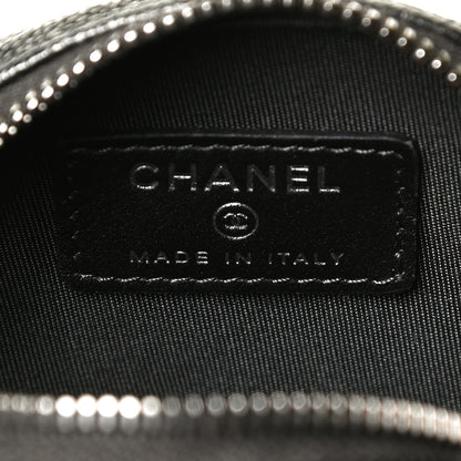 Chanel Metallic Caviar Quilted Filigree Zip Around Classic Coin Purse Dark Silver 6 of 10