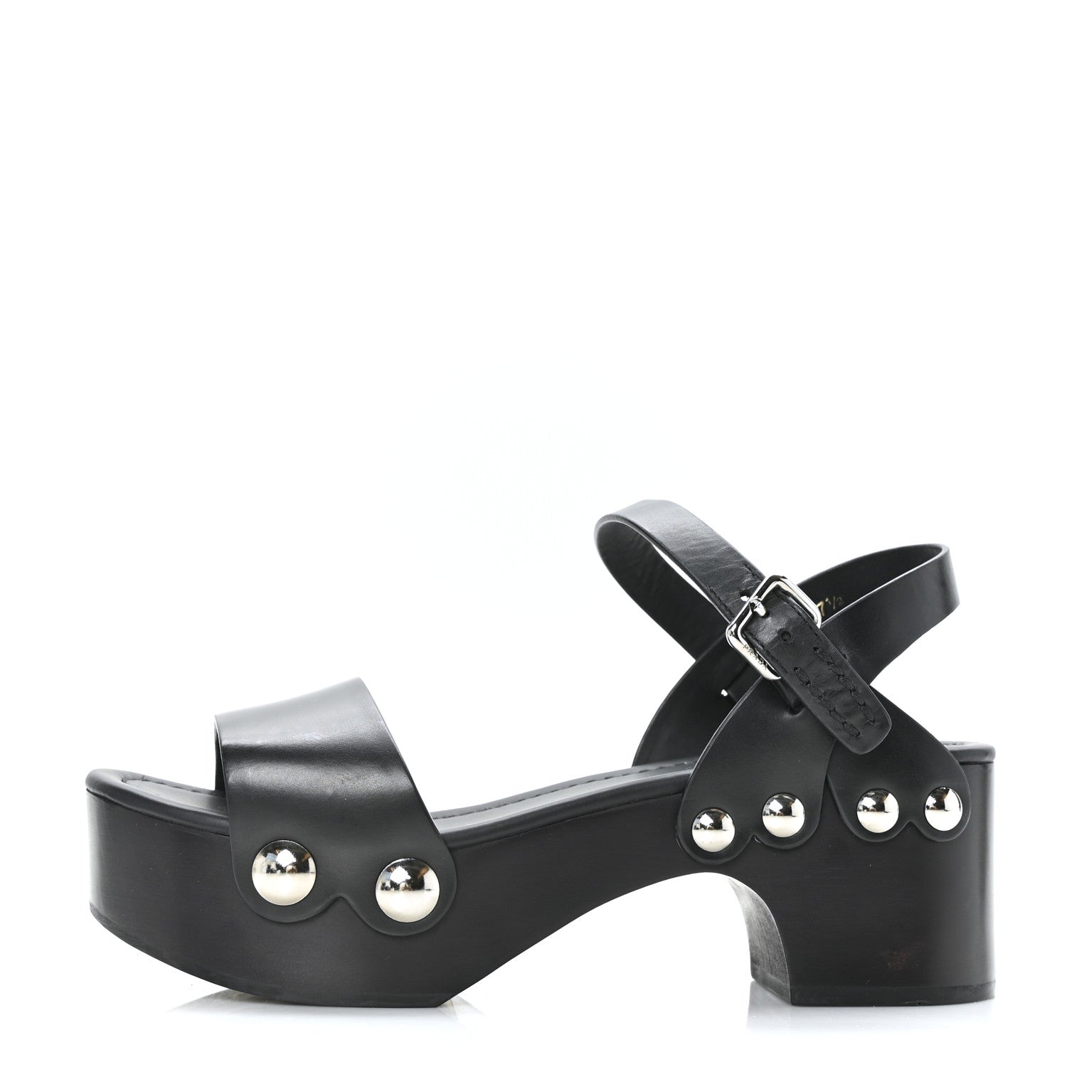 Prada Natural Calfskin 50mm Clog Sandals 37.5 Black 1 of 9