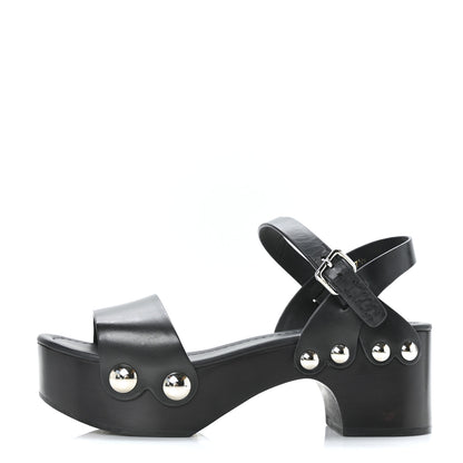 Prada Natural Calfskin 50mm Clog Sandals 37.5 Black 1 of 9