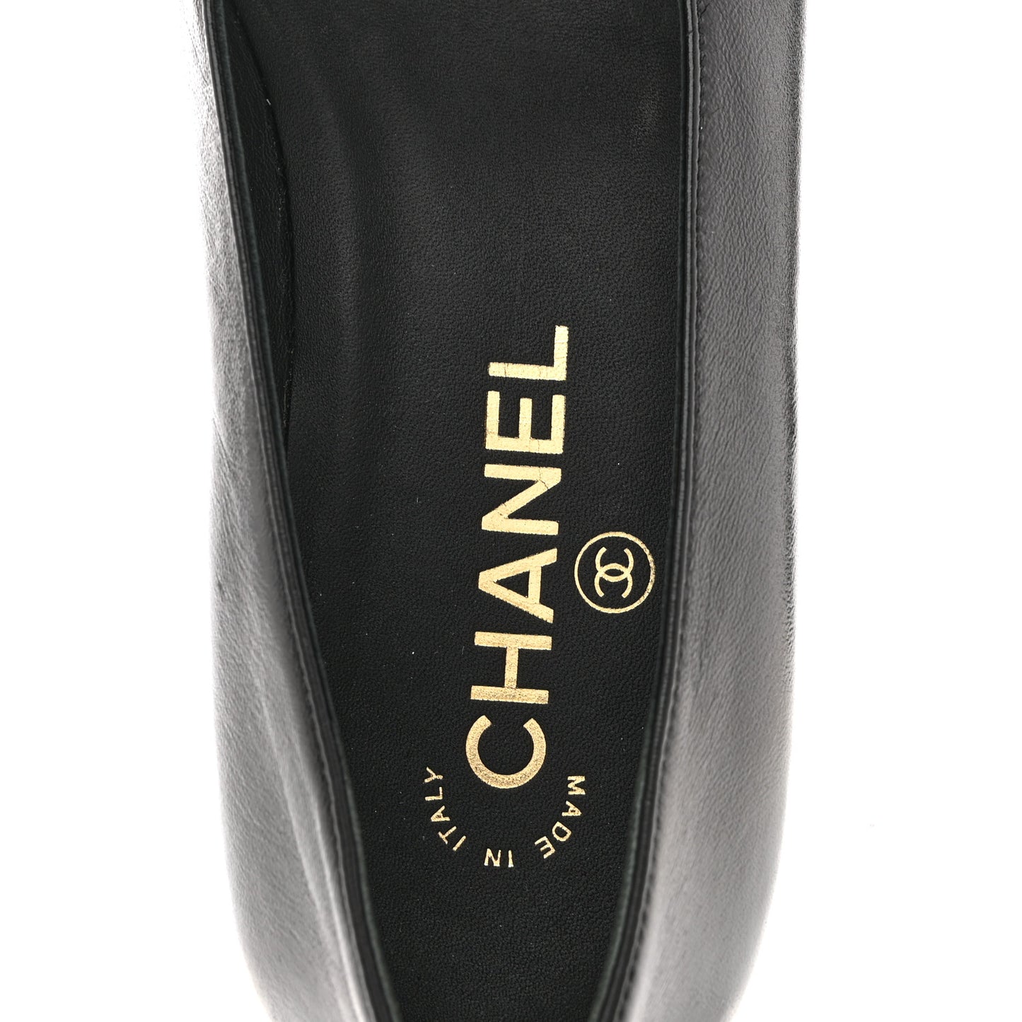 Shiny Lambskin Grosgrain Pearl Mary Jane Flats 37.5 Black