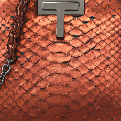 Tom Ford Snakeskin Small Cosmo T Lock Chain Bag Rust 7 of 10