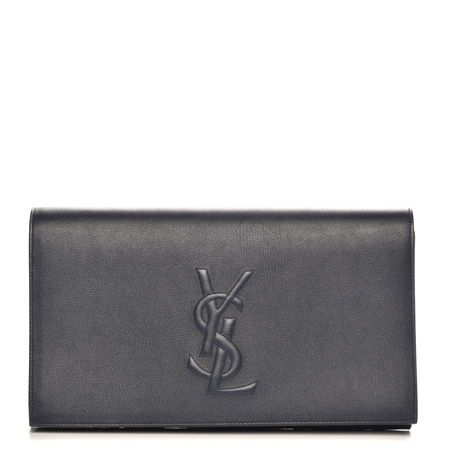 Saint Laurent Calfskin Monogram Large Belle De Jour Clutch Navy 1 of 8