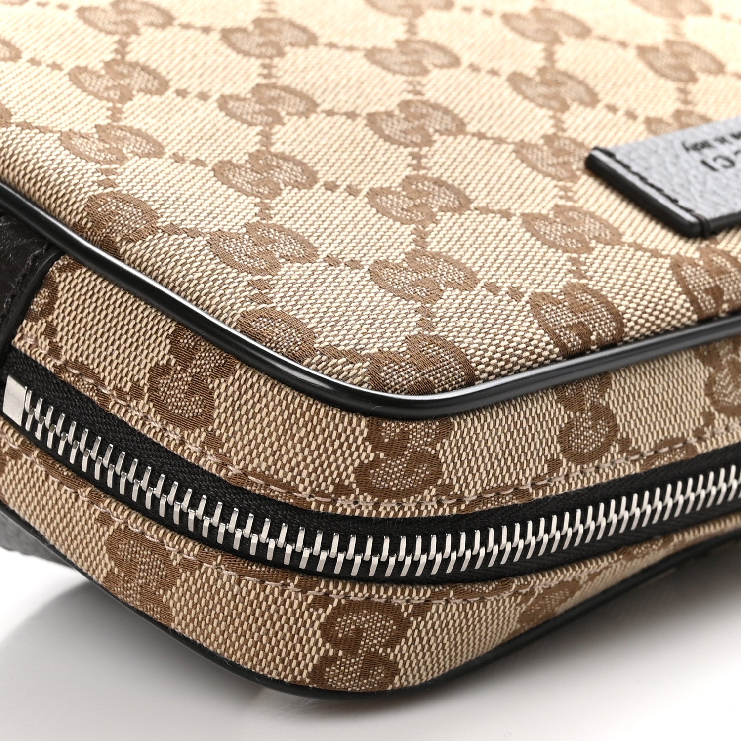 Gucci Monogram Dollar Calfskin Belt Bag Beige Ebony Testa di Moro Marrone Scuro 9 of 11