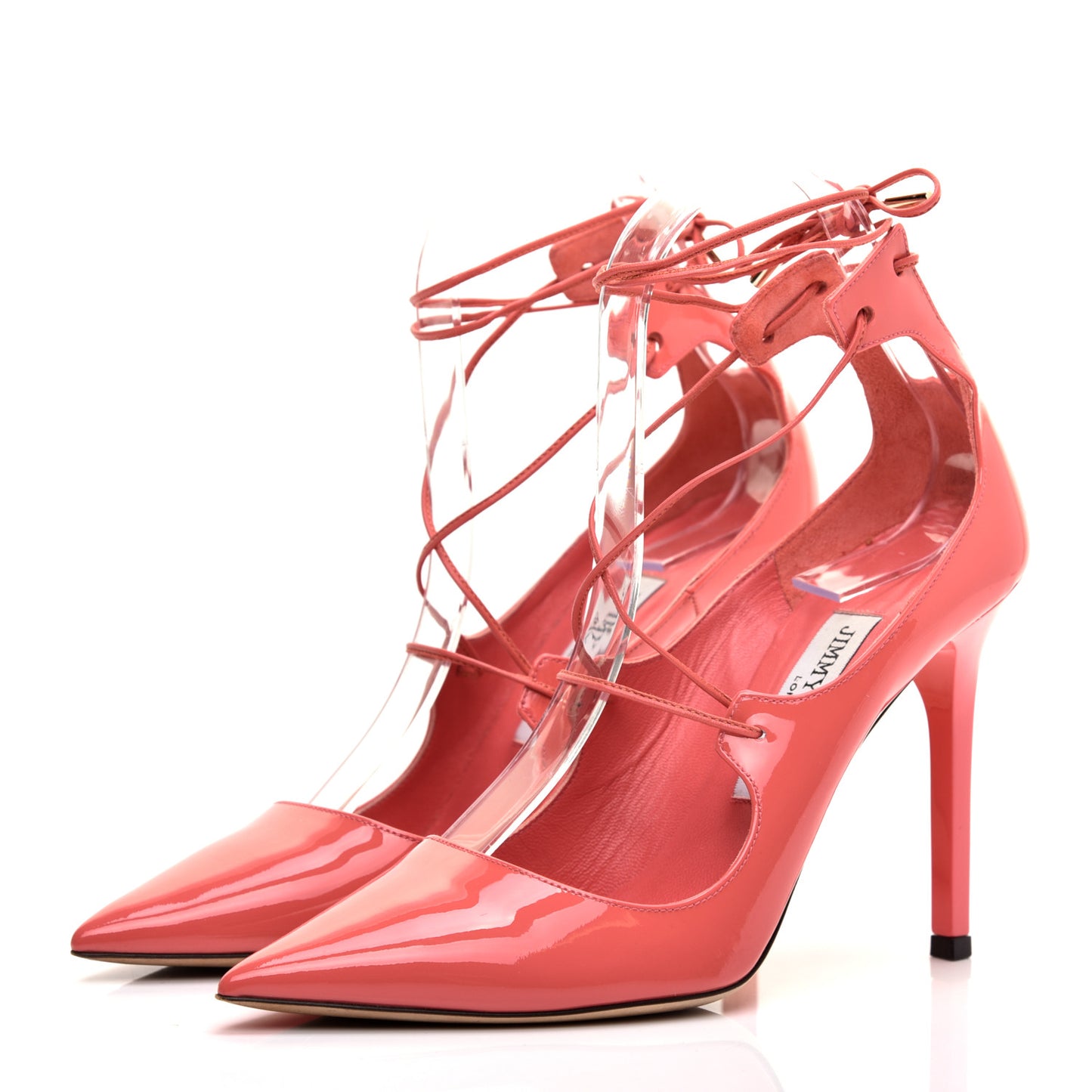 Patent Vita 100 Lace Up Pumps 36 Coral Pink