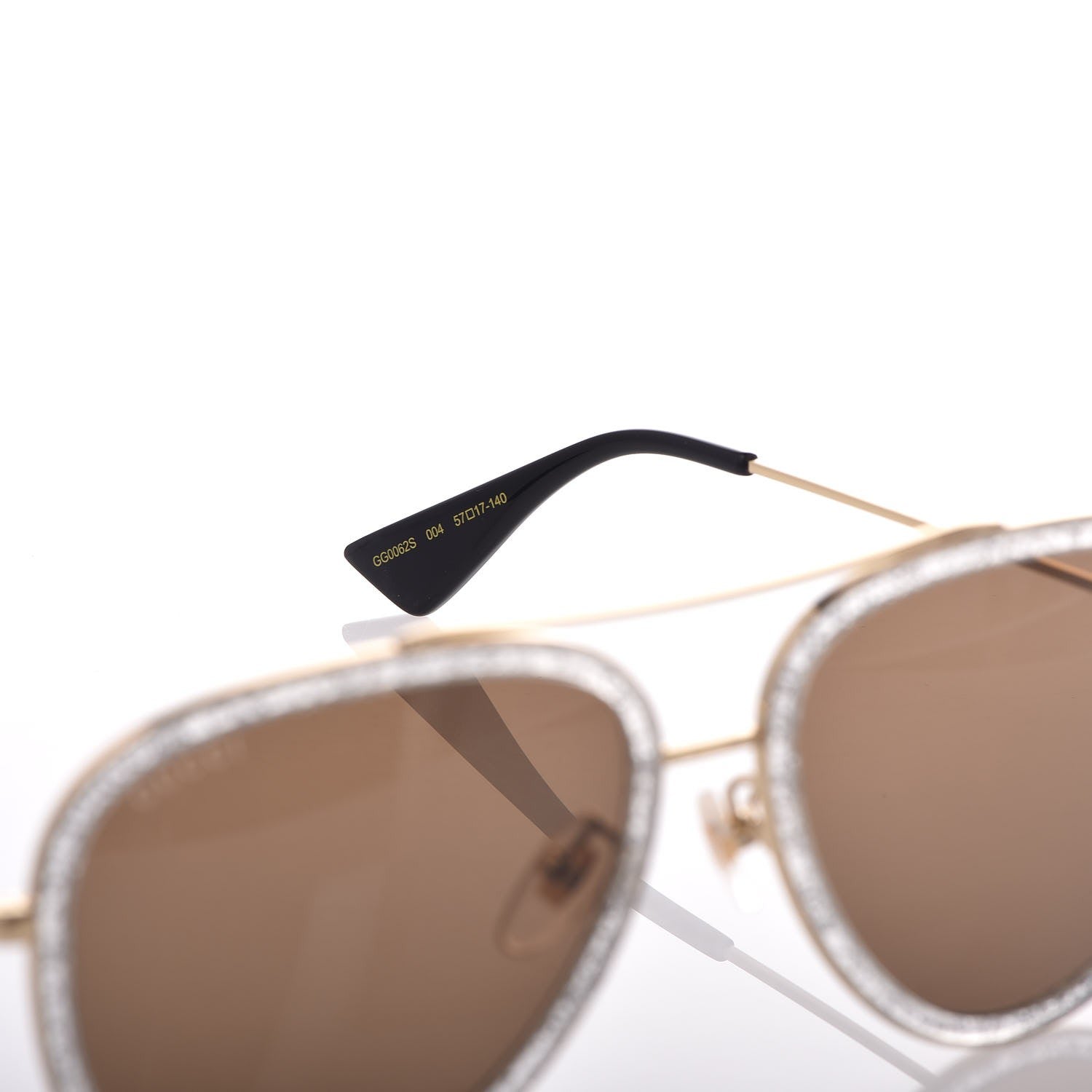 Gucci Glitter Aviator Sunglasses GG0062S Silver 6 of 8