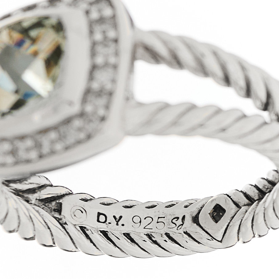 Sterling Silver Diamond Prasiolite 7mm Petite Albion Ring 50 5.25