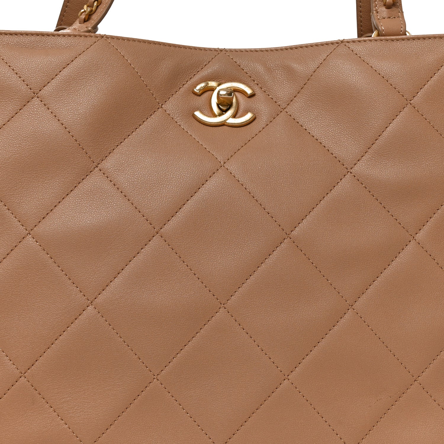 Chanel Calfskin Quilted Book Pocket Shopping Tote Beige 8 of 10