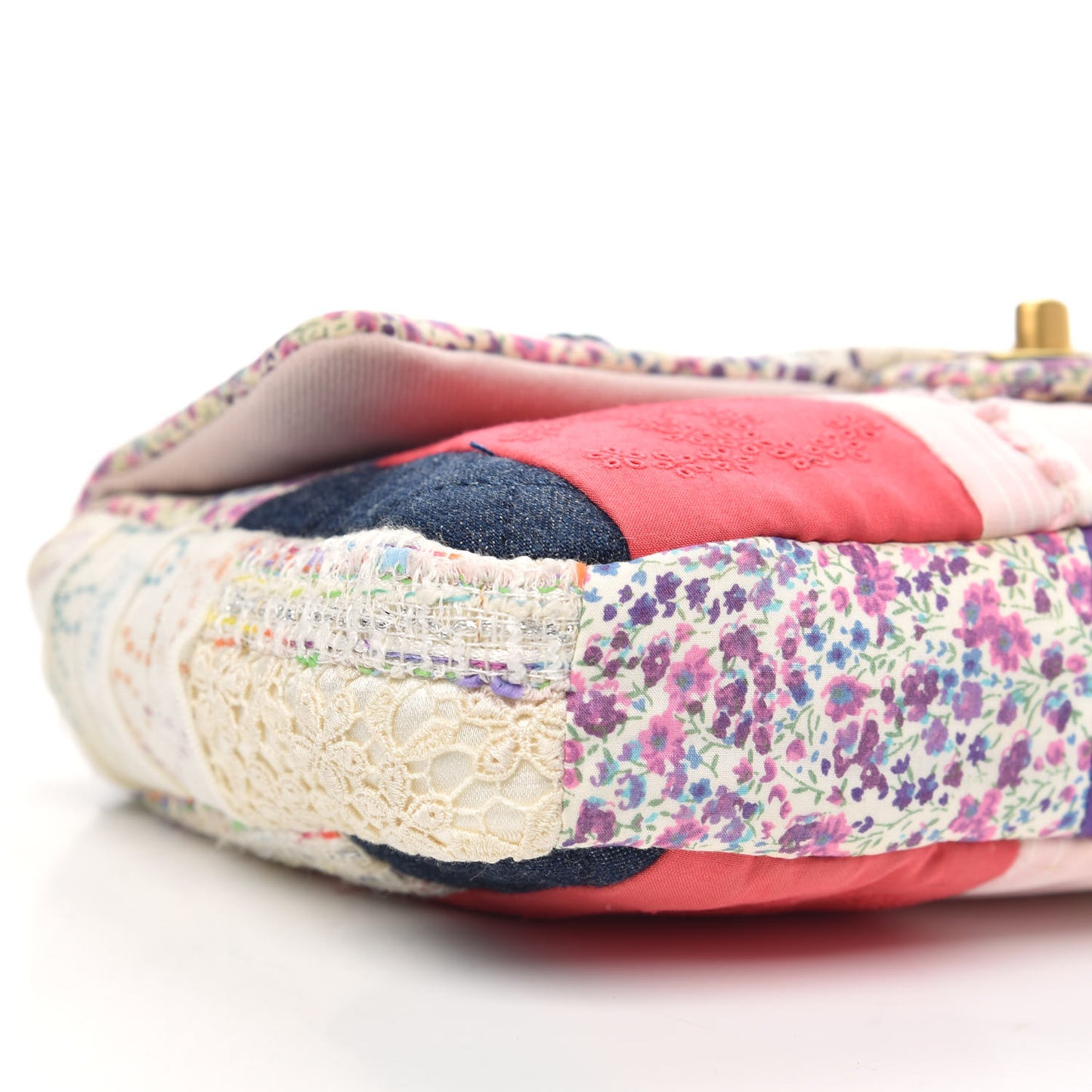 Fabric Patchwork Medium Flap Bag Pink