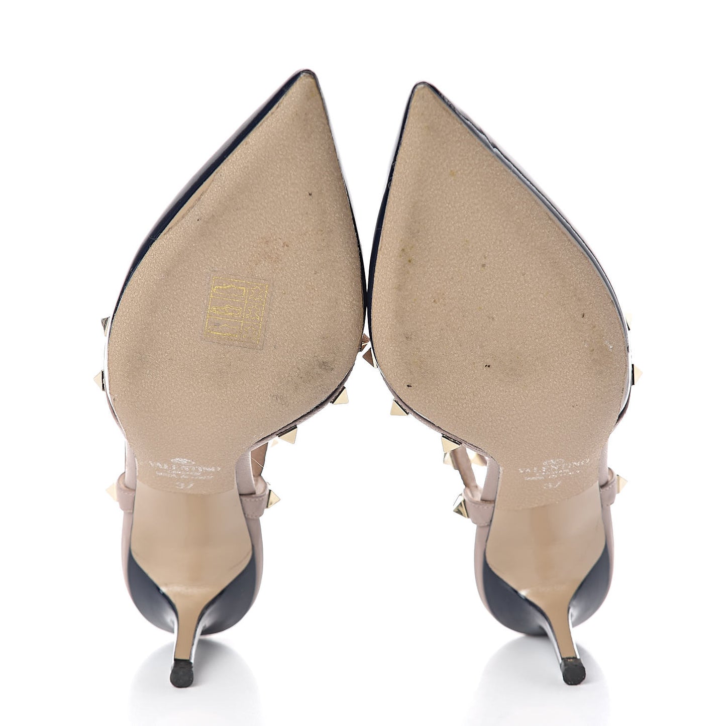 Patent Nappa Rockstud Ankle Strap 65mm Pumps 37 Marine Poudre