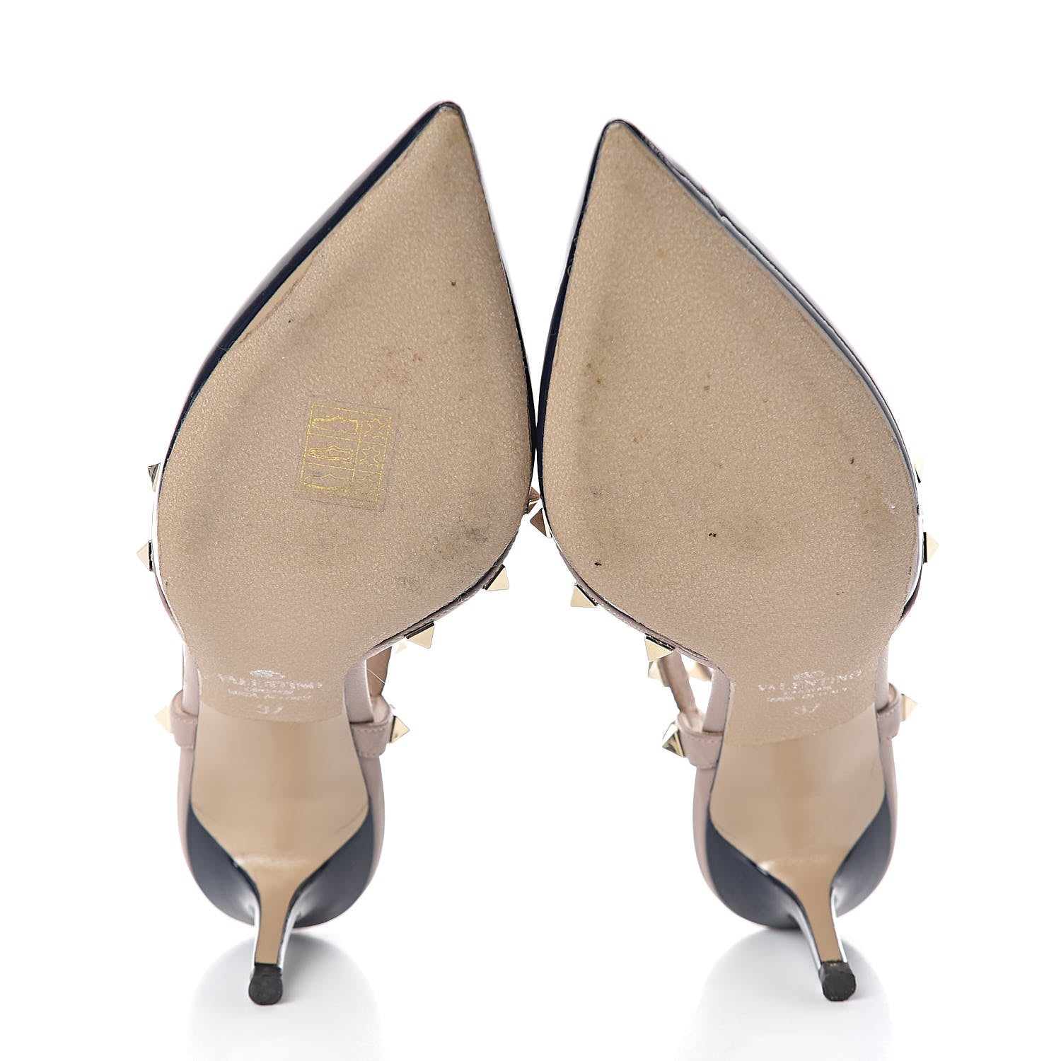 Valentino Garavani Patent Nappa Rockstud Ankle Strap 65mm Pumps 37 Marine Poudre 7 of 9