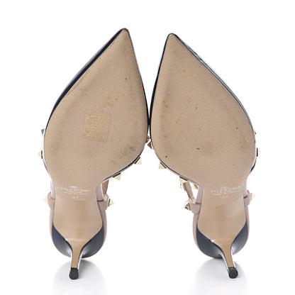 Valentino Garavani Patent Nappa Rockstud Ankle Strap 65mm Pumps 37 Marine Poudre 7 of 9