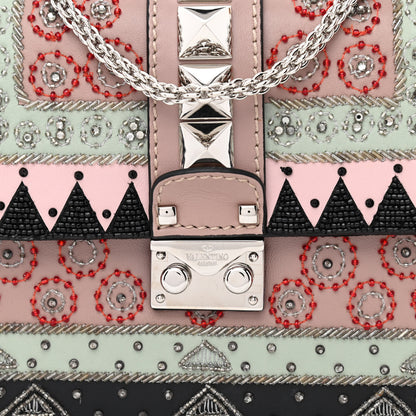 Valentino Garavani Vitello Beaded Geometric Patch Small Glam Lock Rockstud Flap Multicolor 7 of 10