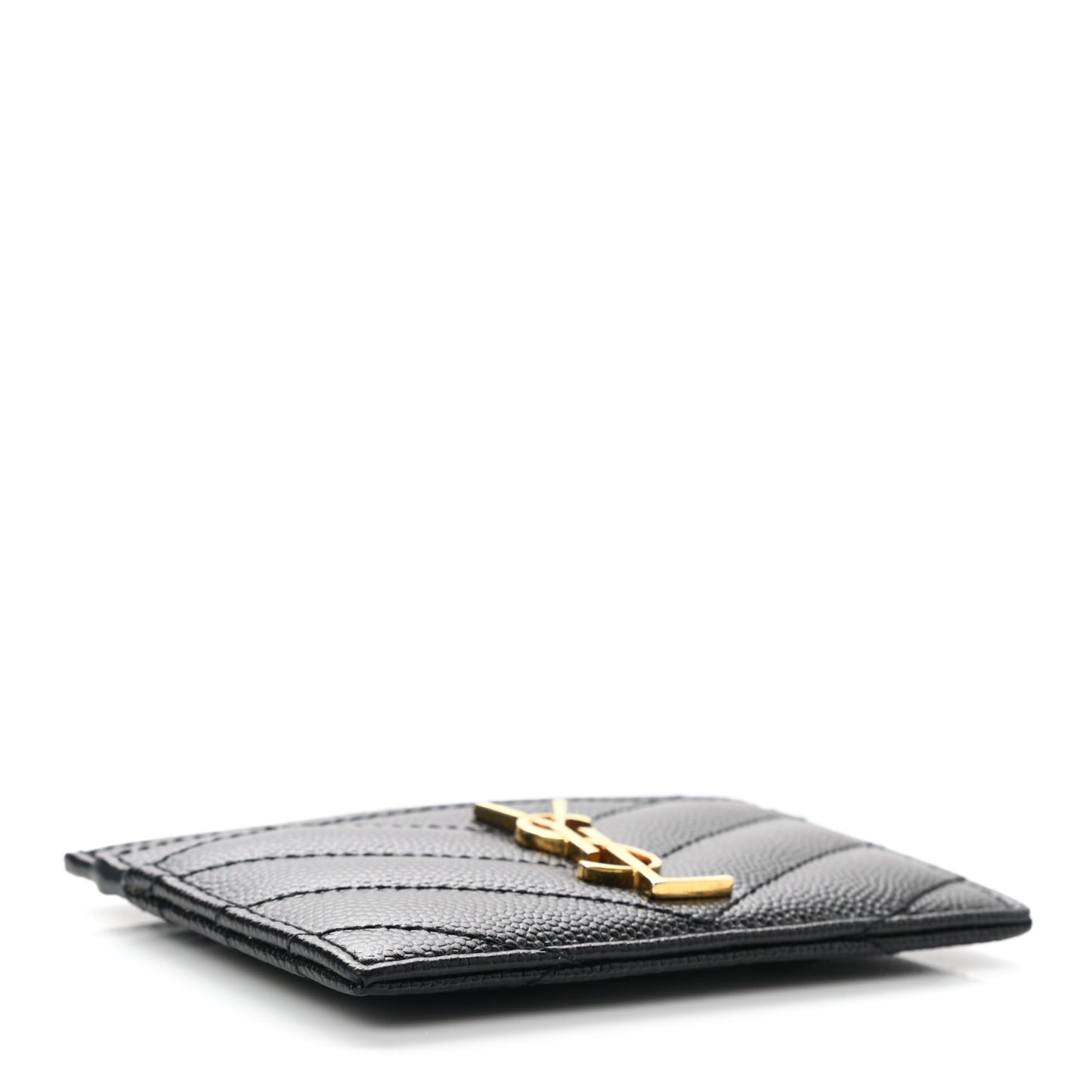 Grain De Poudre Matelasse Chevron Monogram Credit Card Case Black