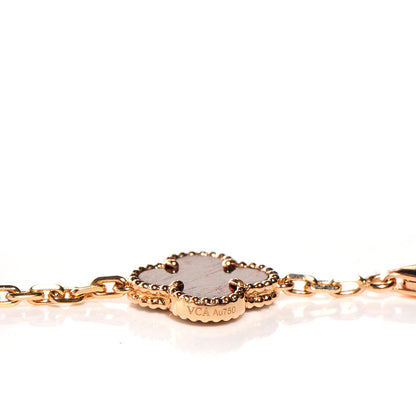 Van Cleef & Arpels 18K Rose Gold Letterwood 5 Motifs Vintage Alhambra Bracelet 5 of 6