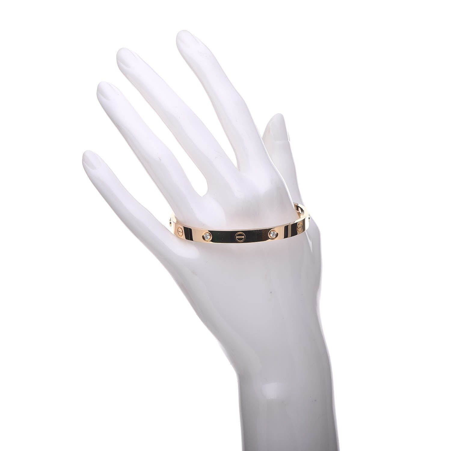 Cartier 18K Yellow Gold 4 Diamond LOVE Bracelet 18 2 of 5