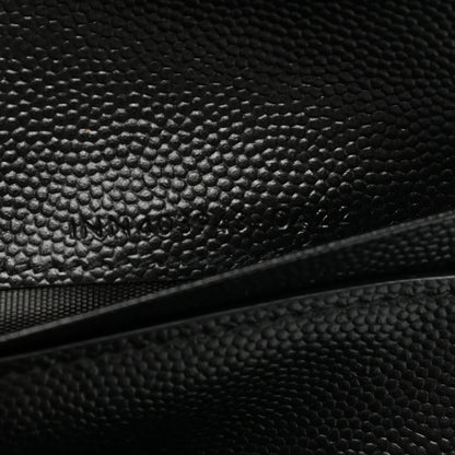 Saint Laurent Grain De Poudre Matelasse Chevron Monogram Compact Tri Fold Wallet Black 7 of 8