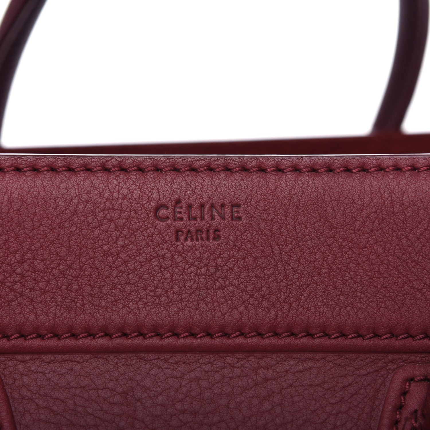 Celine Drummed Calfskin Medium Phantom Luggage Burgundy 6 of 8