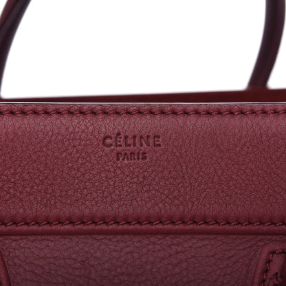 Celine Drummed Calfskin Medium Phantom Luggage Burgundy 6 of 8