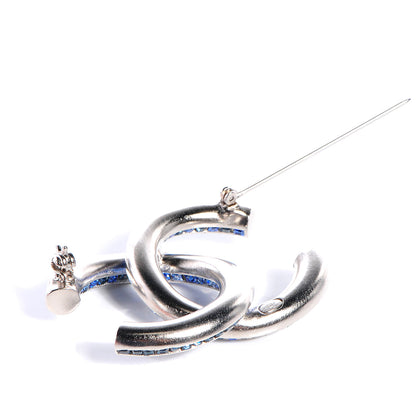 Chanel Crystal Baguette CC Brooch Blue Silver 5 of 5