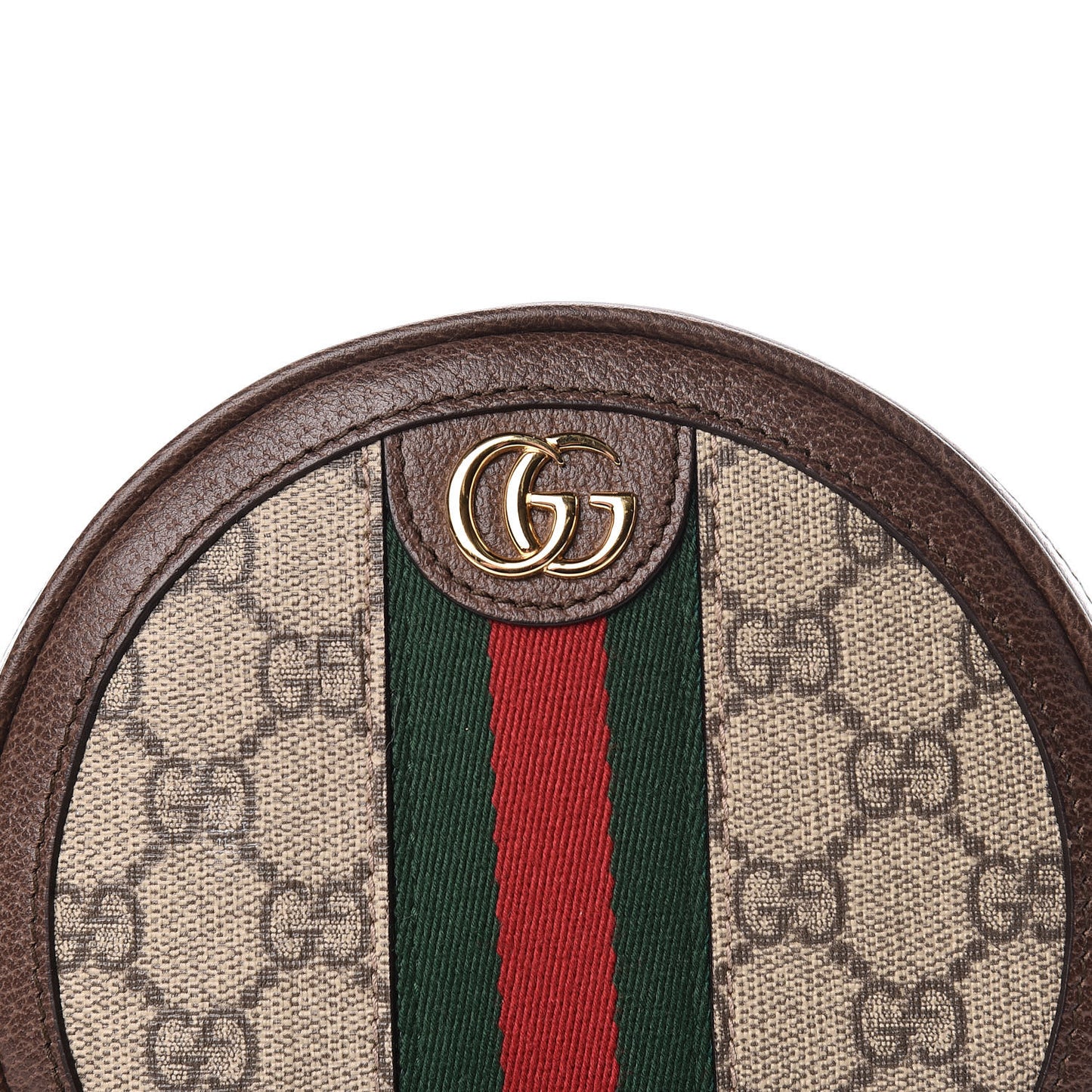 GG Supreme Monogram Web Ophidia Circle Wristlet Beige New Acero