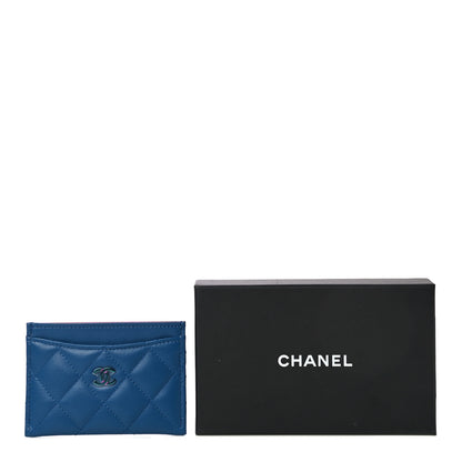 Chanel Lambskin Quilted Card Holder Blue Pink 11 of 11