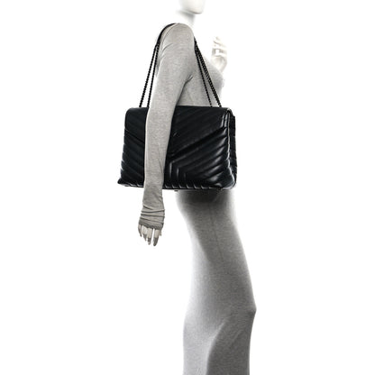 Saint Laurent Calfskin Y Quilted Monogram Monochrome Large Loulou Chain Satchel Black 2 of 11