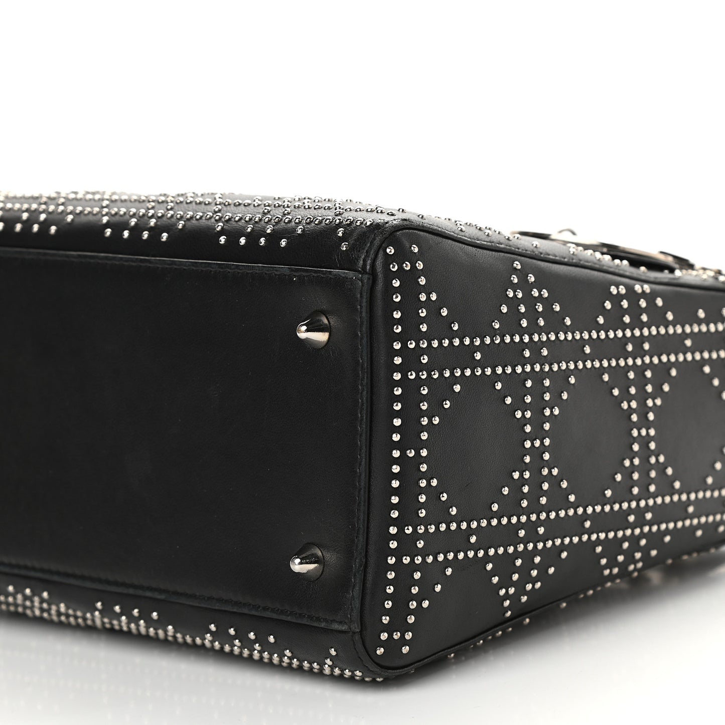 Lambskin Studded Cannage Medium Lady Dior Black