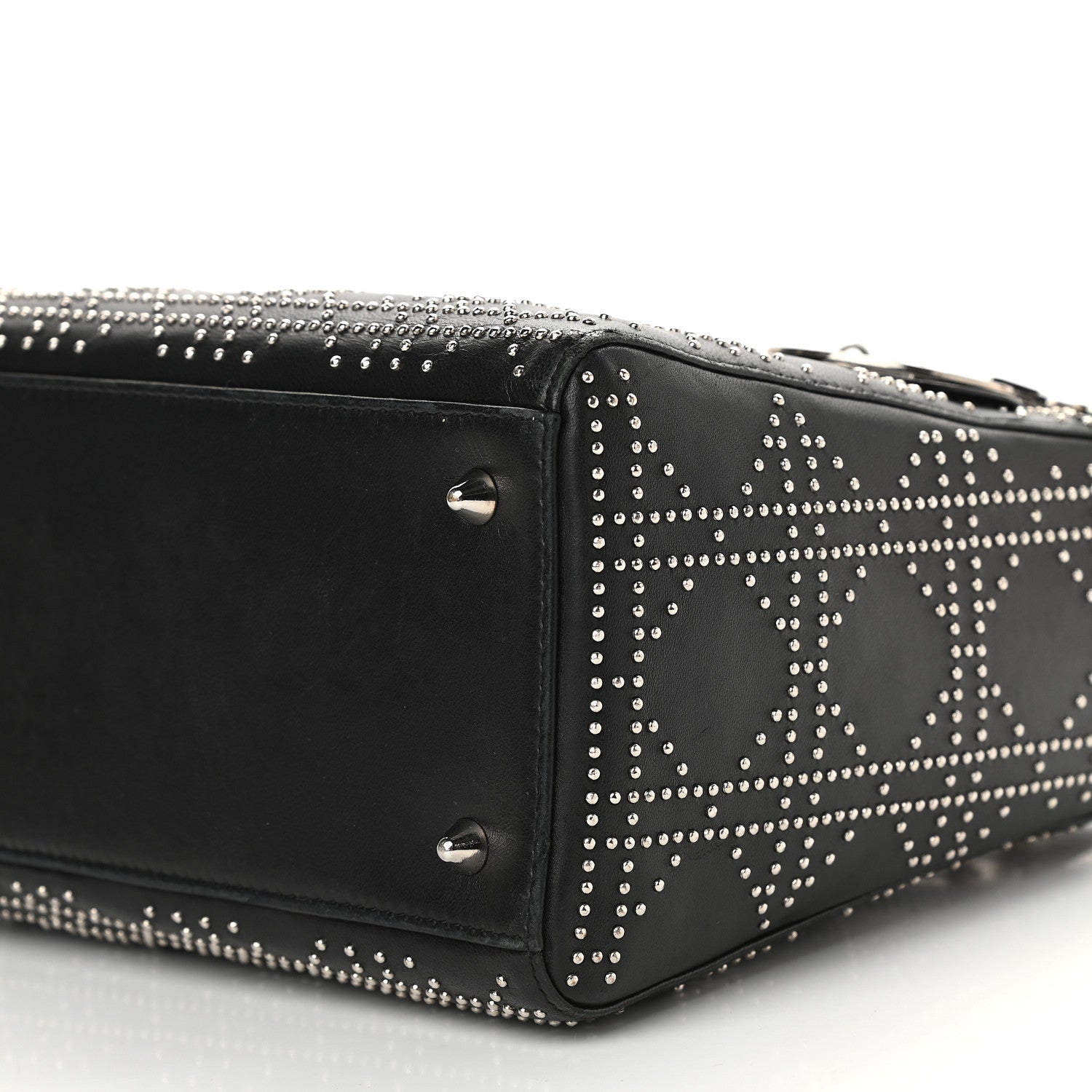 Christian Dior Lambskin Studded Cannage Medium Lady Dior Black 8 of 9