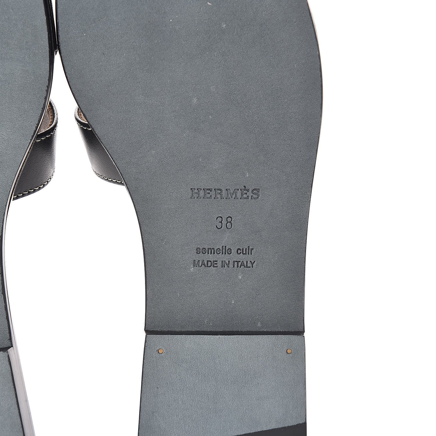 Hermes Box Calfskin Oran Sandals 38 Black 7 of 8