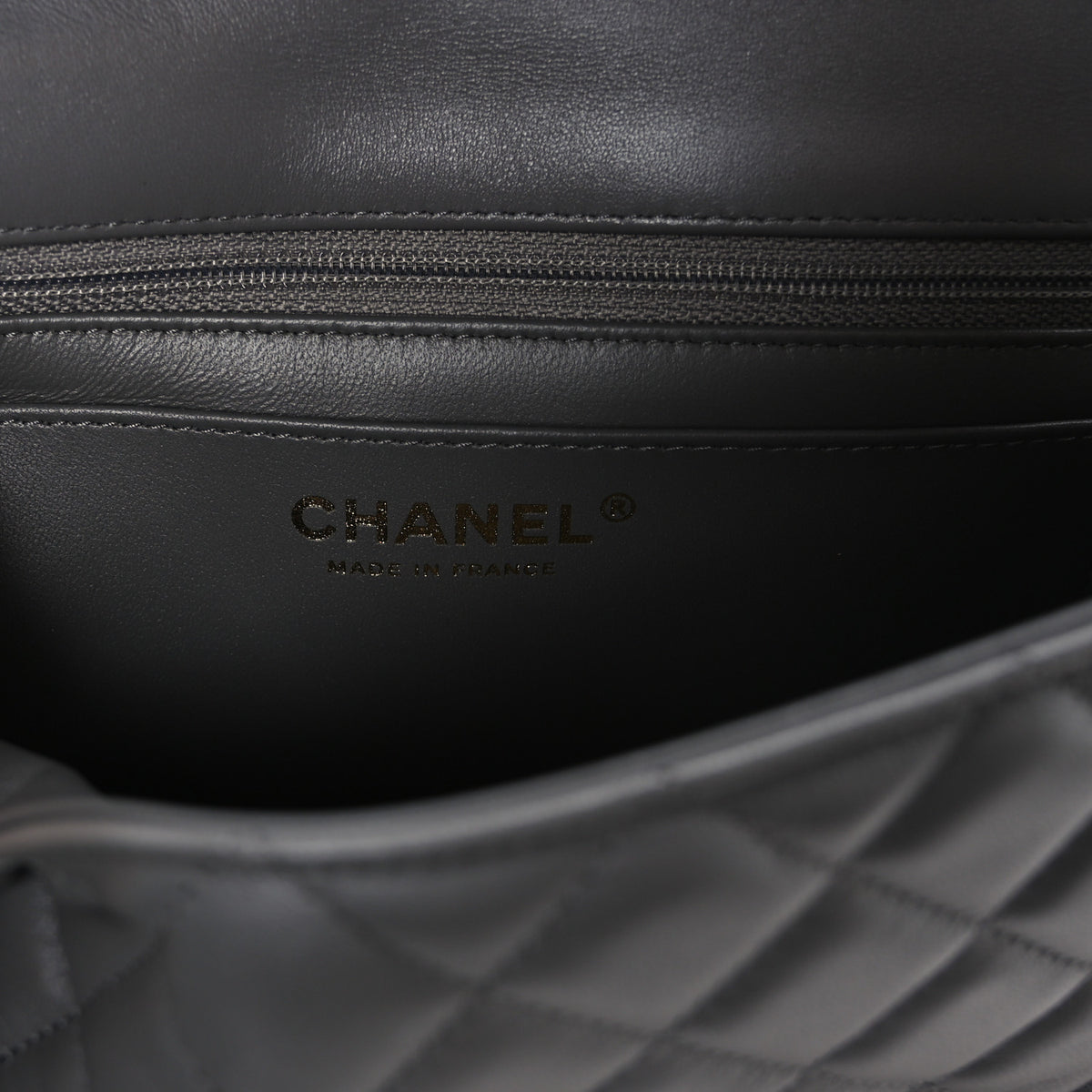 Lambskin Quilted Mini Rectangular Flap Dark Grey