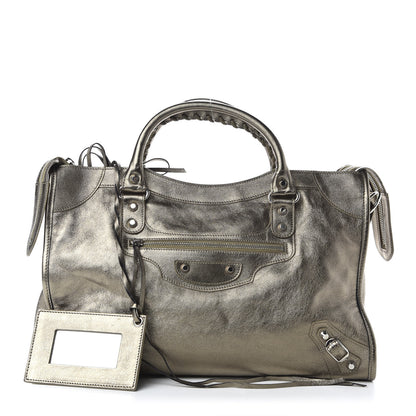 Balenciaga Metallic Agneau Classic Silver Hardware City Pewter 1 of 9
