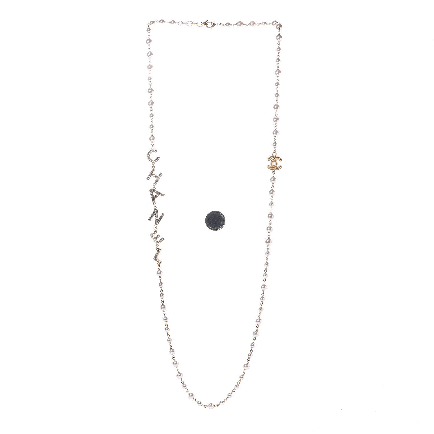 Chanel Pearl Crystal 90's Icon CC Necklace Gold 3 of 4