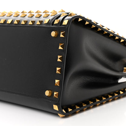 Valentino Garavani Grainy Calfskin Medium Rockstud Allover Alcove Top Handle Tote Bag Black 10 of 11