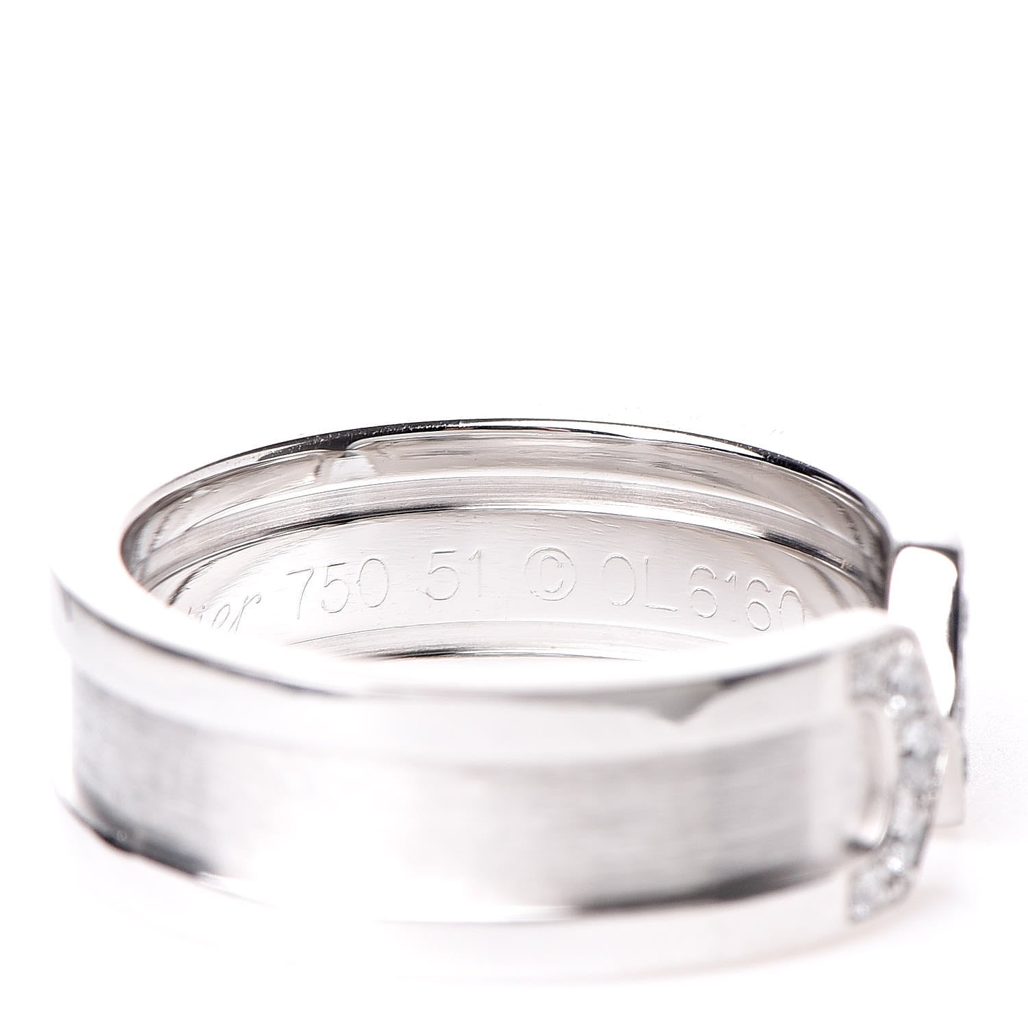 Cartier 18K White Gold Diamond 6.5mm Logo De Ring 51 5.75 6 of 6