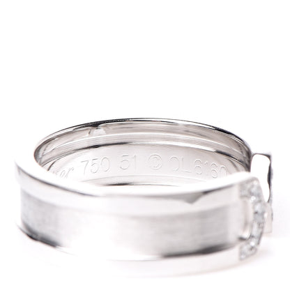 Cartier 18K White Gold Diamond 6.5mm Logo De Ring 51 5.75 6 of 6