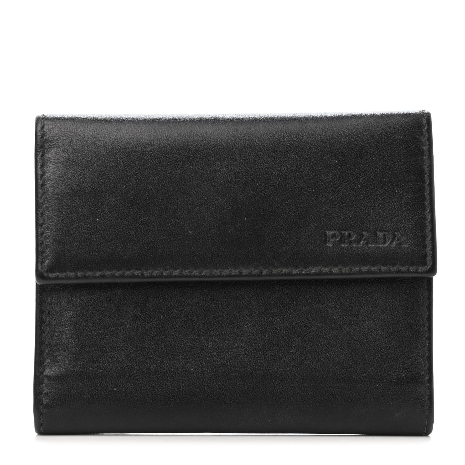 Prada Vitello Flap Wallet Black 1 of 4