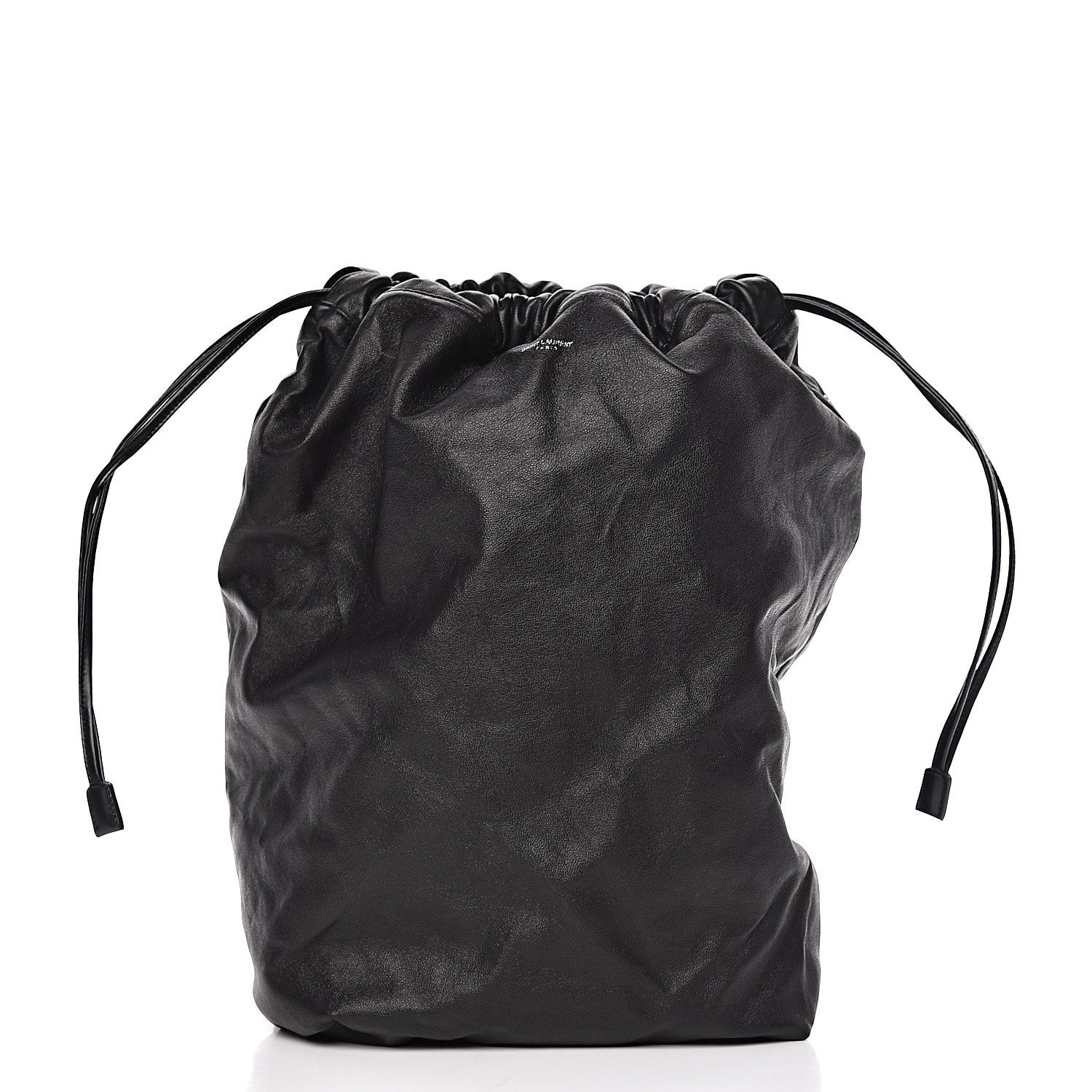 Saint Laurent Canvas Calfskin Teddy Drawstring Shopping Tote White Black 15 of 16