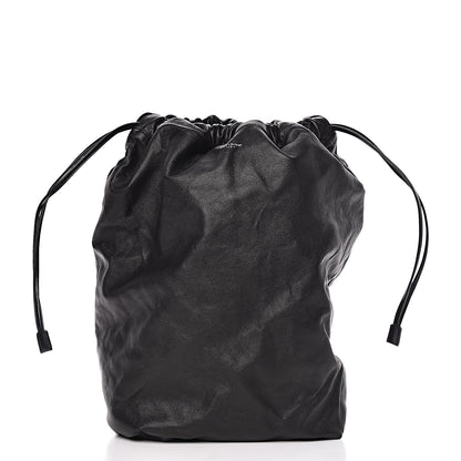 Saint Laurent Canvas Calfskin Teddy Drawstring Shopping Tote White Black 15 of 16