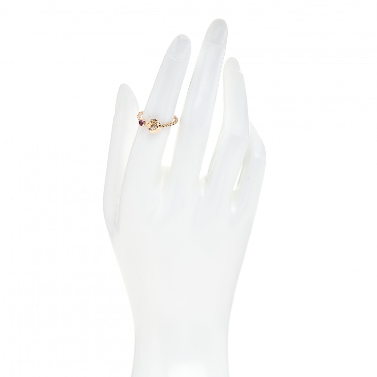 18K Rose Gold Diamond Pink Sapphire Rose Ring 51 5.75