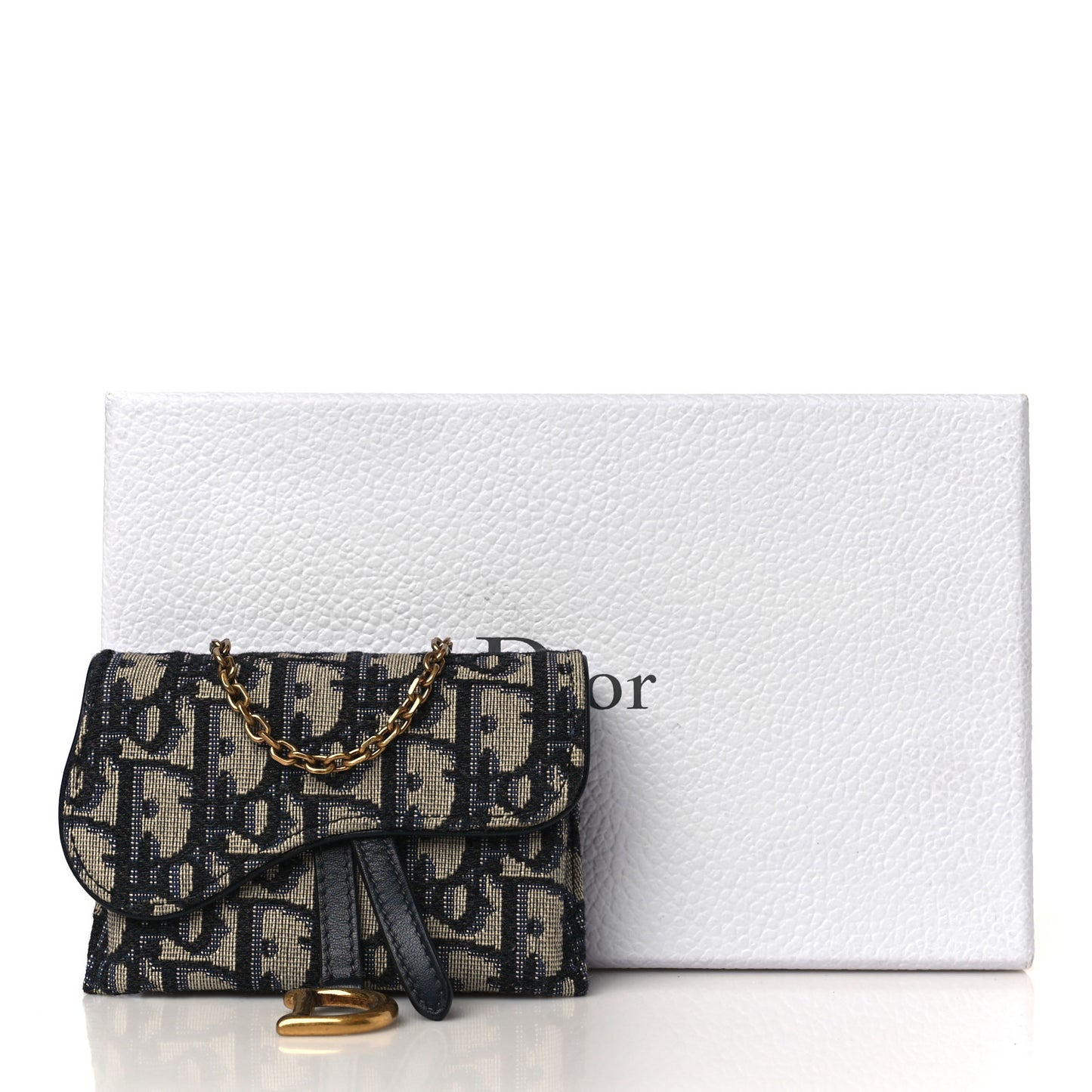 Oblique Nano Saddle Chain Pouch Blue