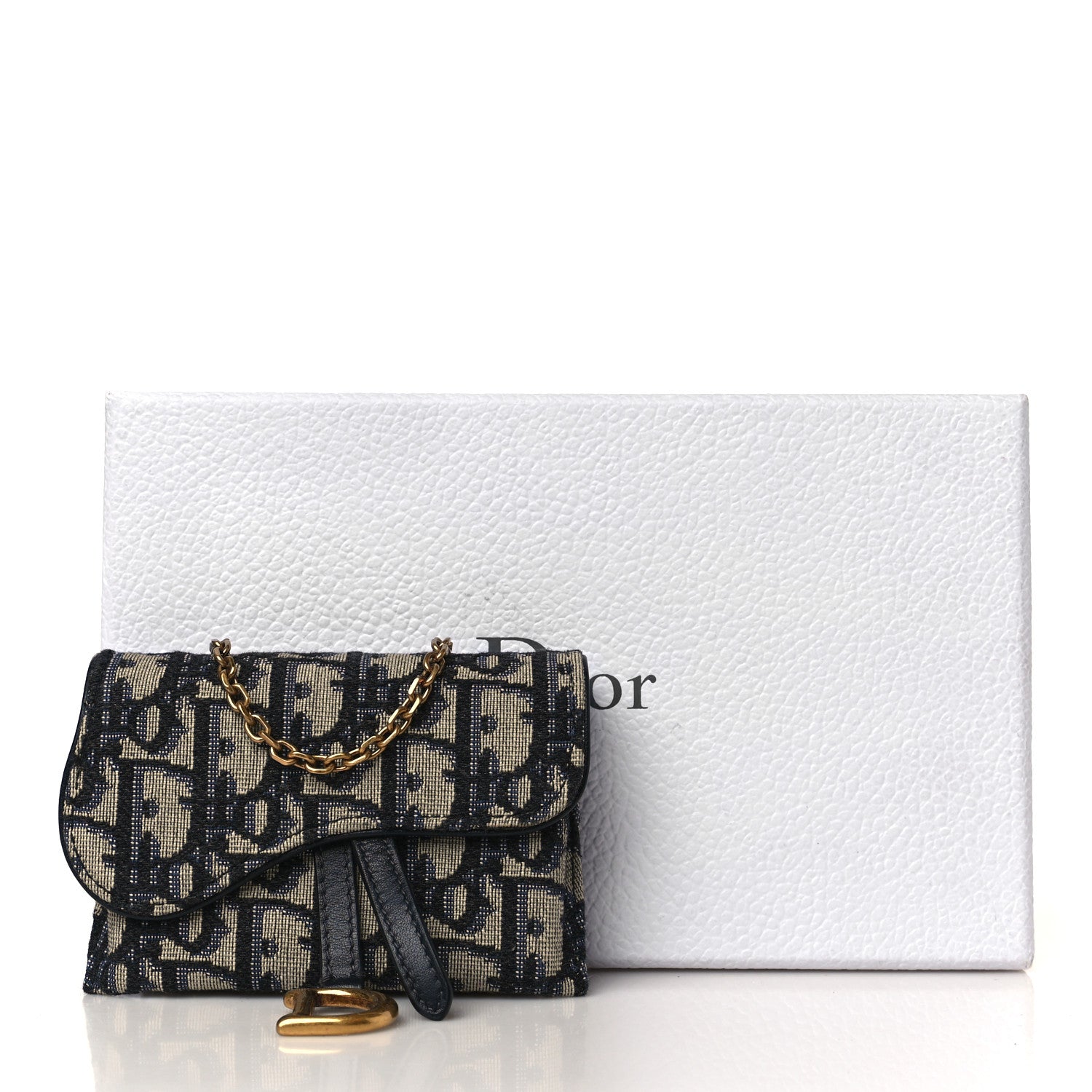 Christian Dior Oblique Nano Saddle Chain Pouch Blue 10 of 10