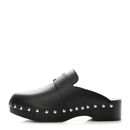 Hermes Calfskin Calya Mules 36 Black 1 of 9
