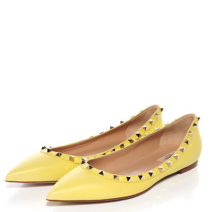 Valentino Garavani Nappa Rockstud Ballerina Flats Yellow 40.5 3 of 7