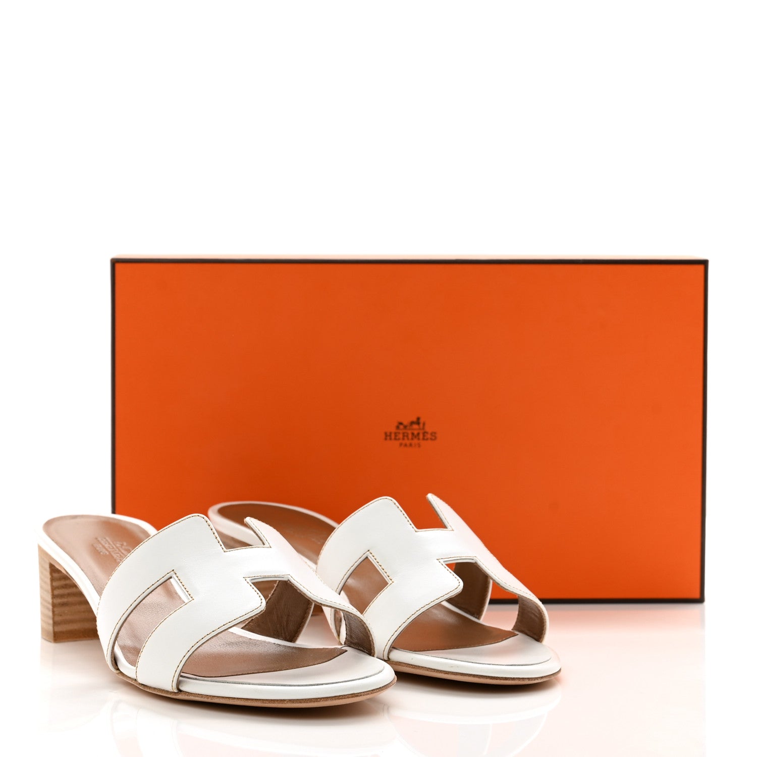 Hermes Calfskin Oasis Sandals 37 White 10 of 10