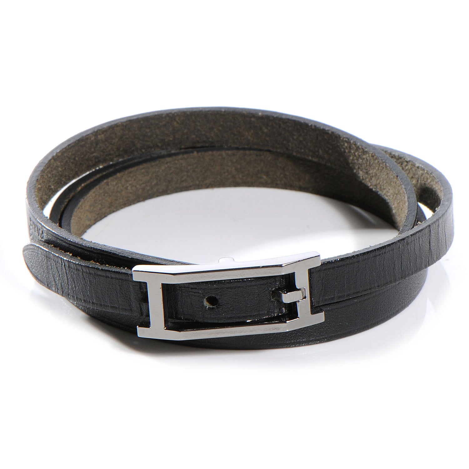 Hermes Chamonix Hapi Triple Tour Wrap Bracelet M Black 1 of 6