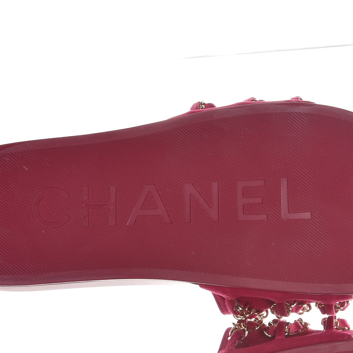 Chanel Satin Chain Flat Sandals 38 Dark Fuchsia 7 of 9