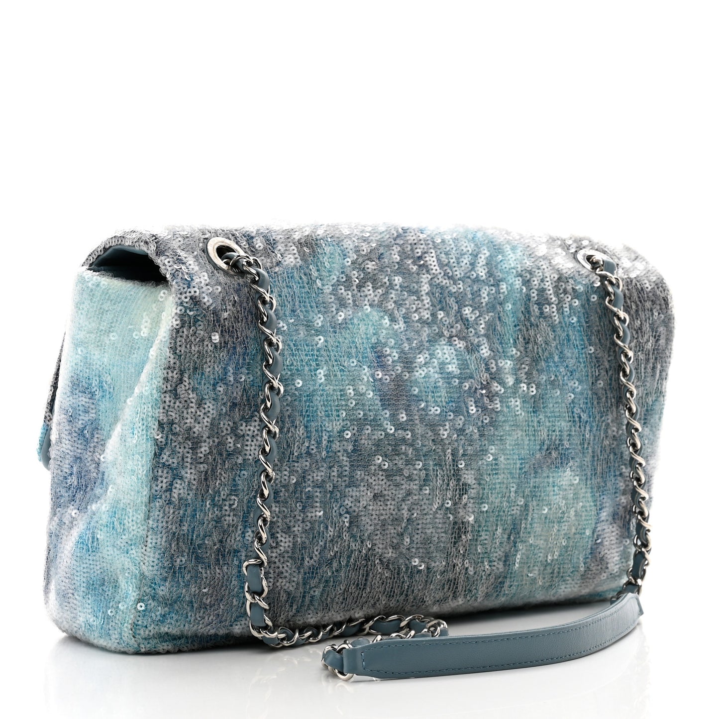 Sequin Large Waterfall Flap Light Blue