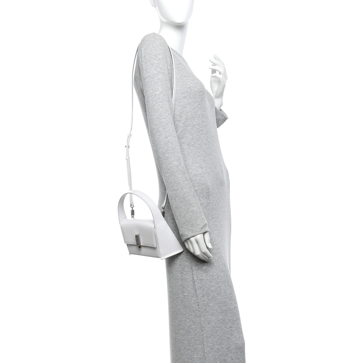 Brushed Calfskin Mini Geometric Prisma Shoulder Bag Optic White