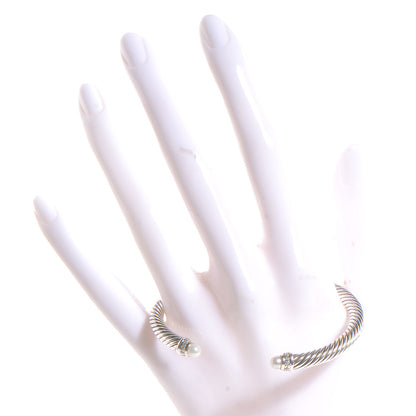 David Yurman Sterling Silver Diamond Pearl 5mm Cable Classics Bracelet 2 of 5